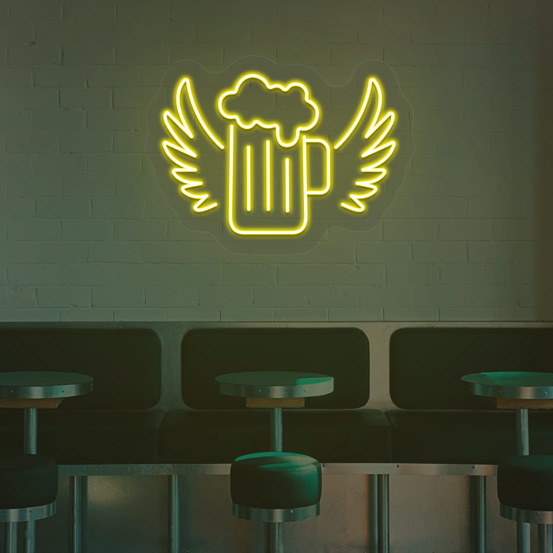 Beer Mug with Wings Neon Sign
