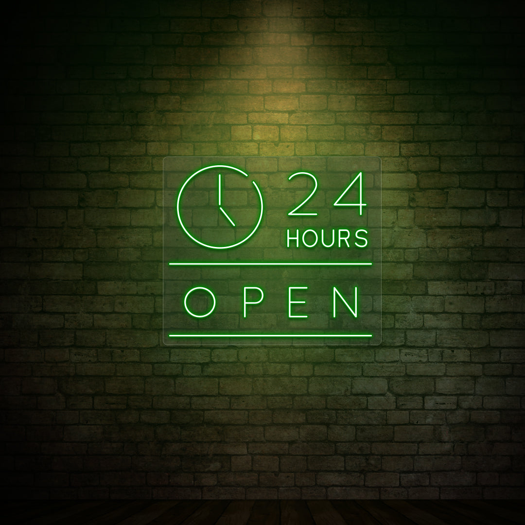 24 Hours Open Neon Sign
