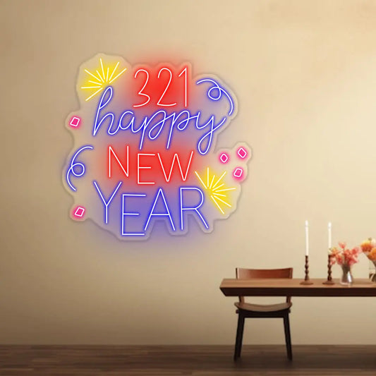 321 Happy New Year Neon Led Light