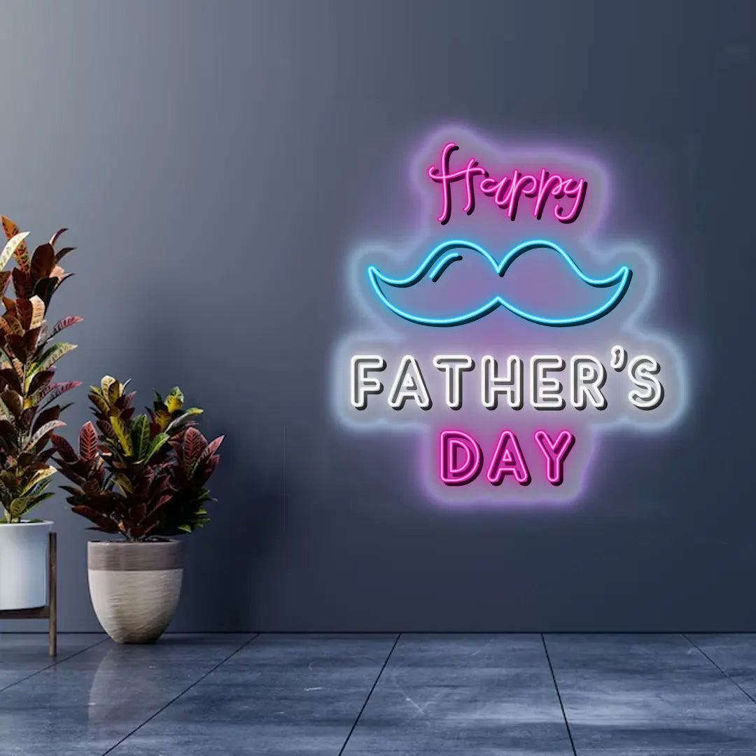 Father's Day Neon Sign with Mustache