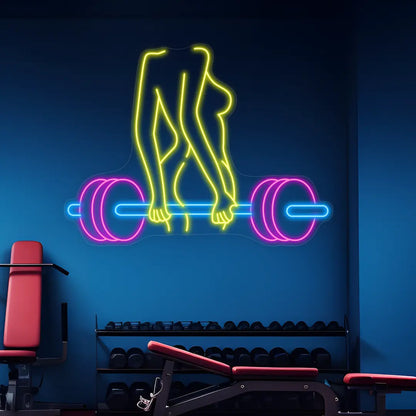 Neon Woman Barbell Sign Led Light