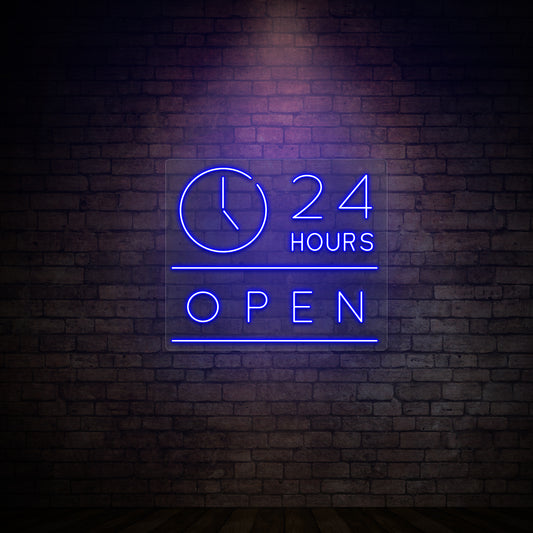 24 Hours Open Neon Sign