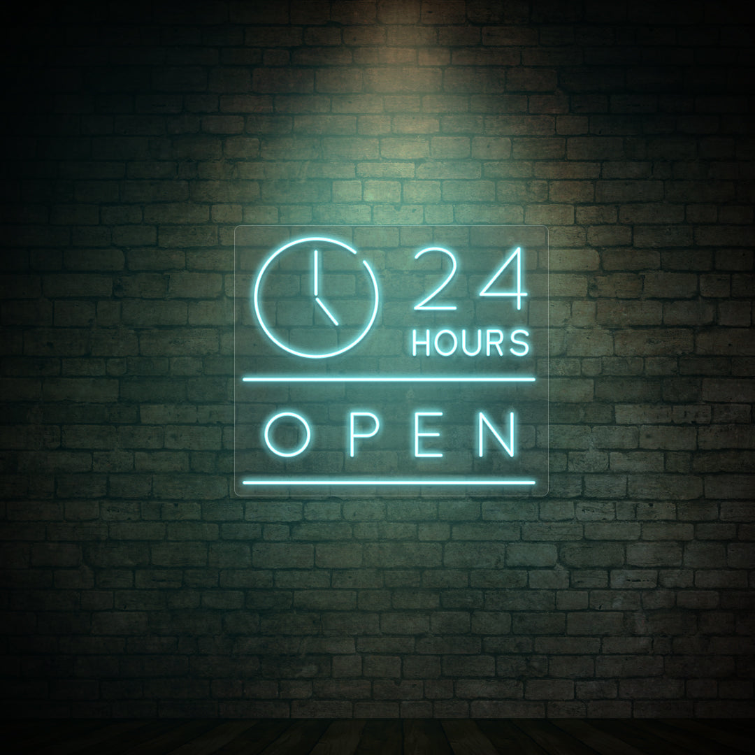 24 Hours Open Neon Sign