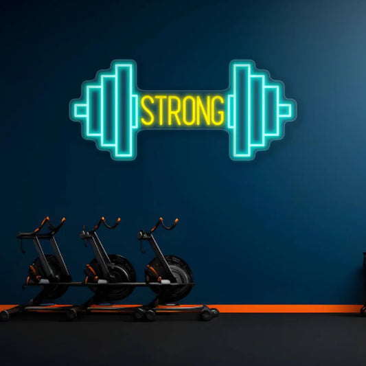 Barbell Strong Neon Sign