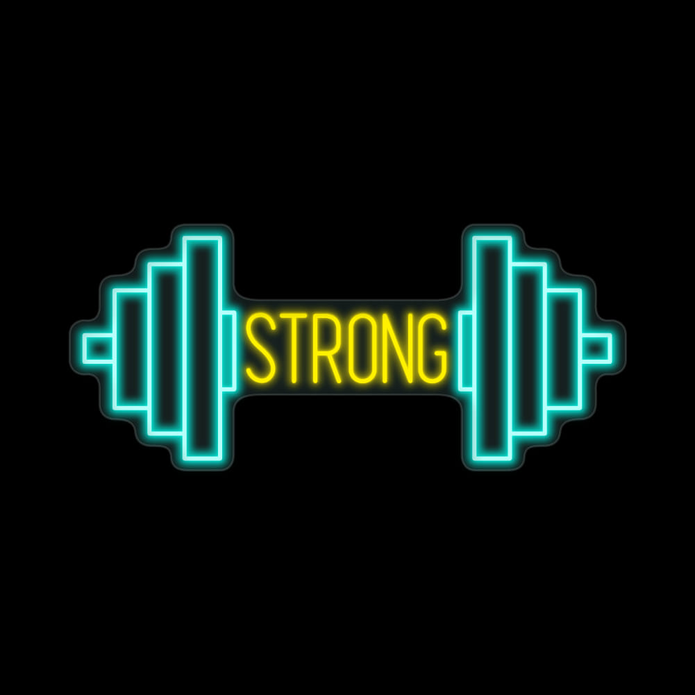 Barbell Strong Neon Sign