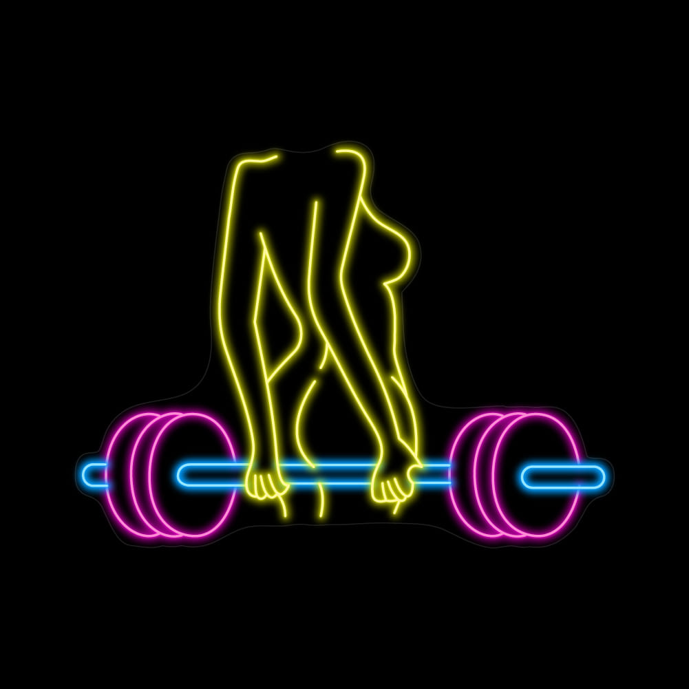 Neon Woman Barbell Sign Led Light