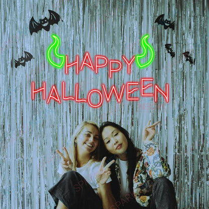 Happy Halloween Horn Neon Sign