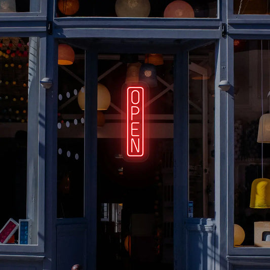 Outdoor Open Neon Sign Vertical