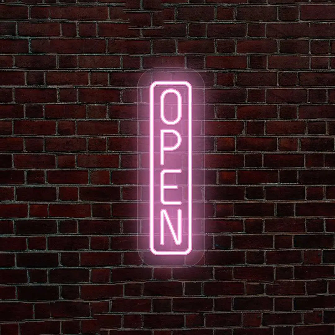 Outdoor Open Neon Sign Vertical