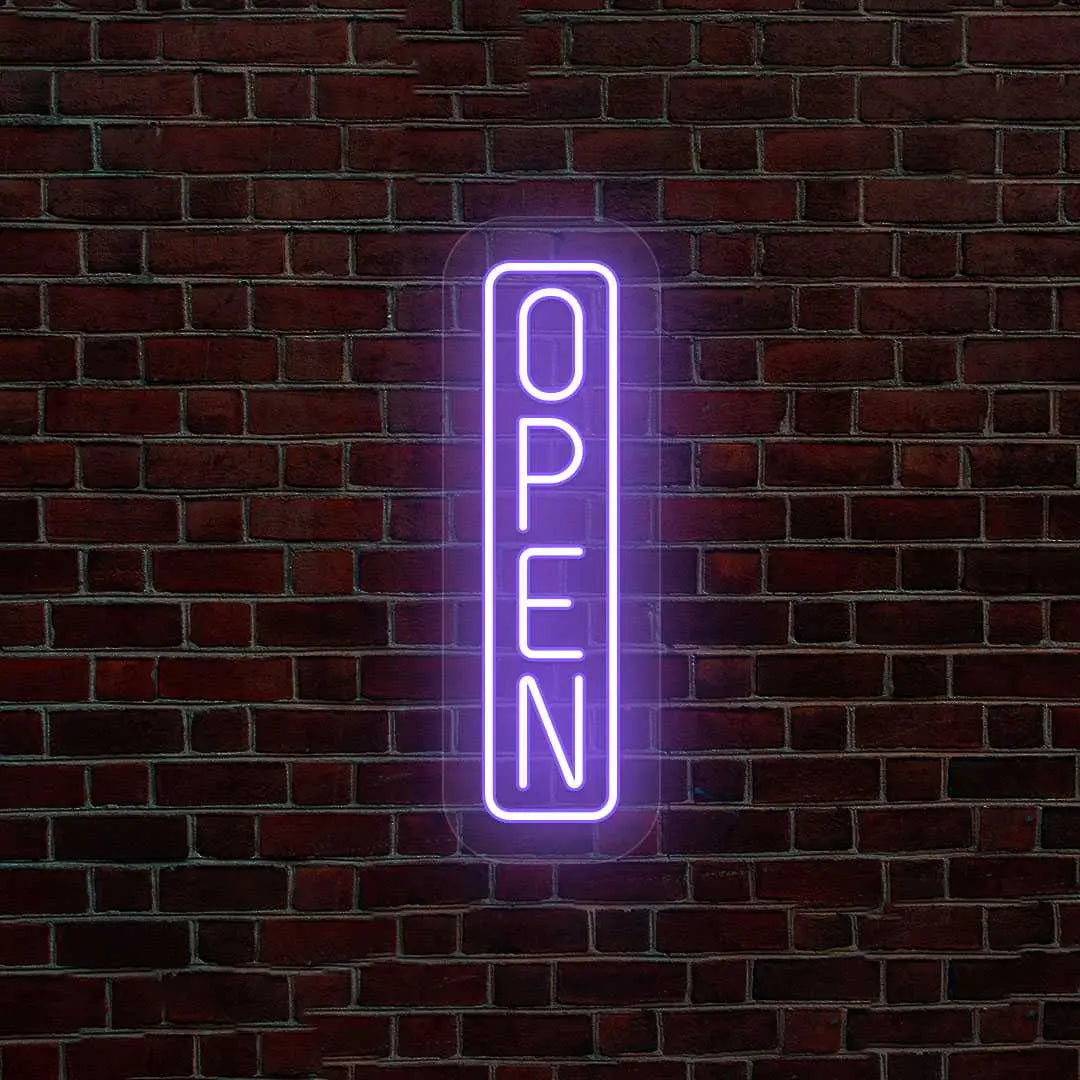 Outdoor Open Neon Sign Vertical