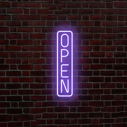 Outdoor Open Neon Sign Vertical
