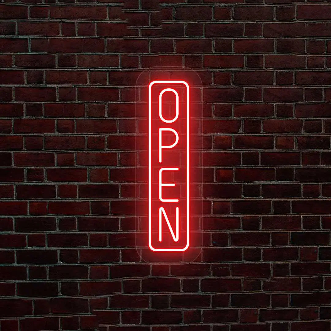Outdoor Open Neon Sign Vertical