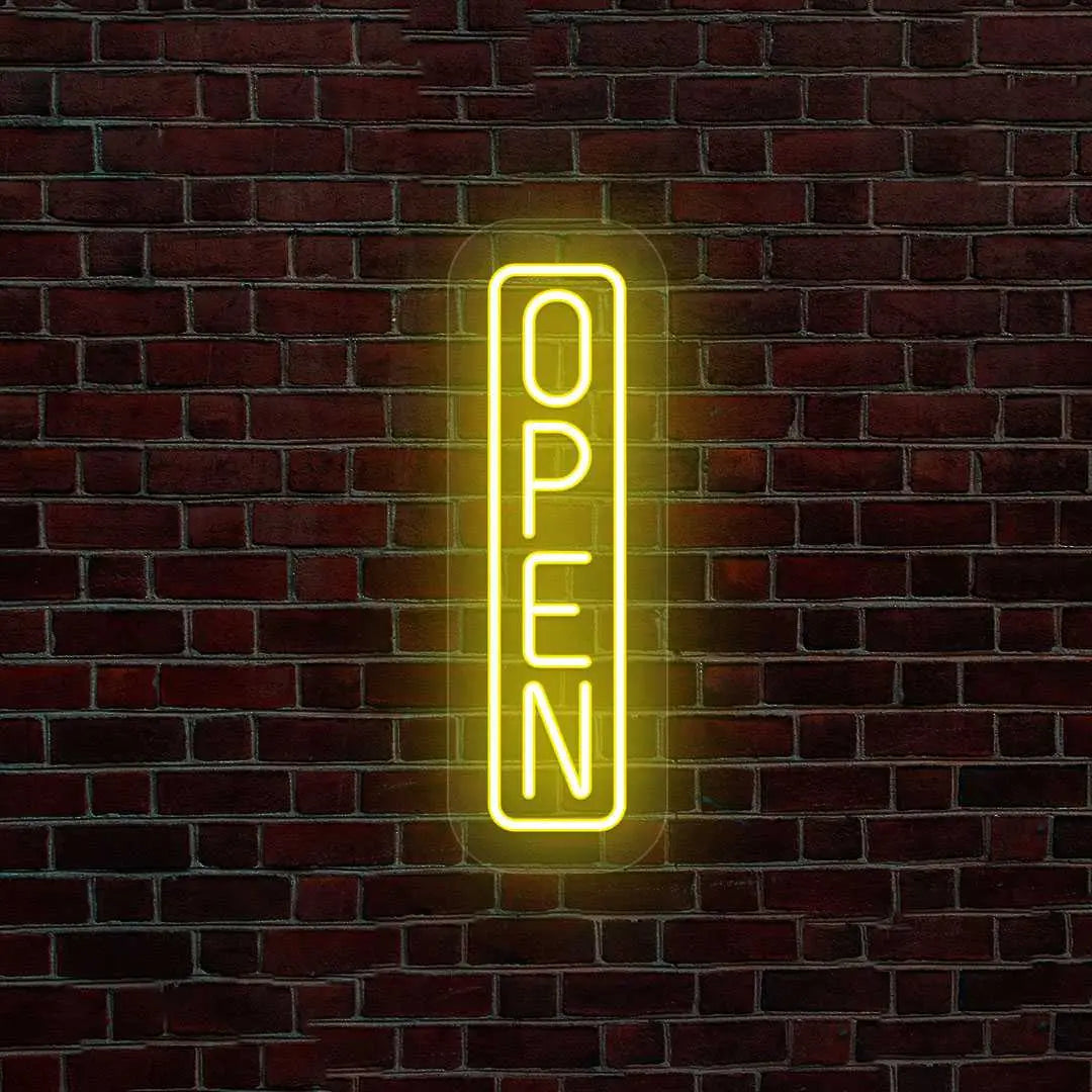 Outdoor Open Neon Sign Vertical